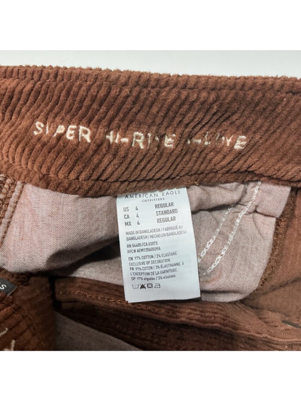 American Eagle Women's Brown Corduroy Super High-Rise Mini Skirt Size 4 - Picture 5 of 8